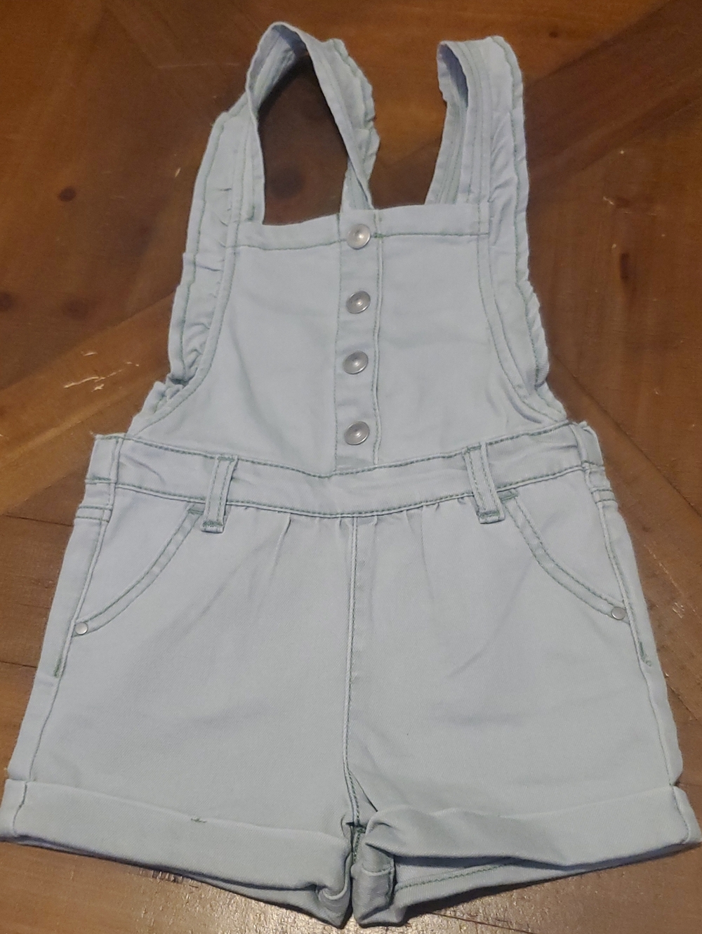 wonder nation Light Green Denim Short Overalls